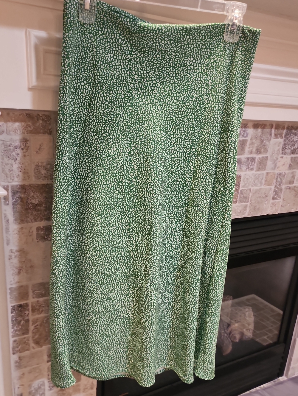 Rachel Zoe Green and White Printed Midi Skirt